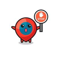 location symbol character illustration holding a stop sign