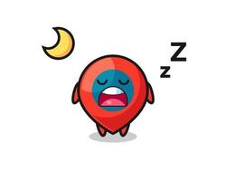 ilustración de personaje de símbolo de ubicación durmiendo por la noche
