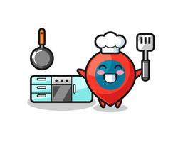 ilustración de personaje de símbolo de ubicación mientras un chef está cocinando vector