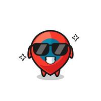 Cartoon mascot of location symbol with cool gesture vector