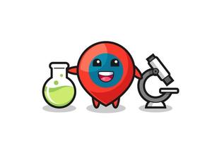 Mascot character of location symbol as a scientist vector