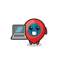 Mascot Illustration of location symbol with a laptop vector