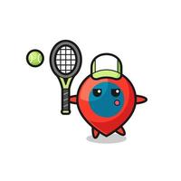 Cartoon character of location symbol as a tennis player vector