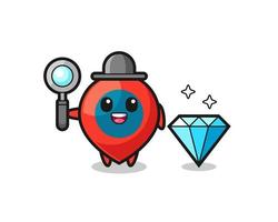 ilustración del carácter de símbolo de ubicación con un diamante vector