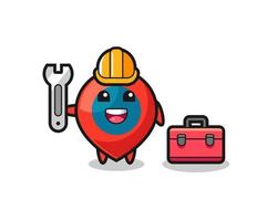 Mascot cartoon of location symbol as a mechanic vector