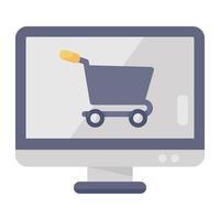 icono plano de compras en línea vector