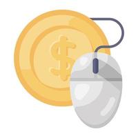 Mouse with dollar currency symbolising pay per click concept vector