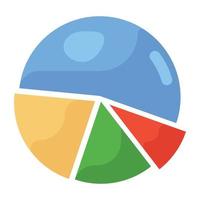 Business data infographic icon, flat design of pie chart vector