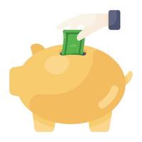 Flat design of piggy bank icon vector