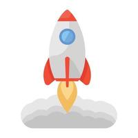 An icon of rocket, flat design of launching vector