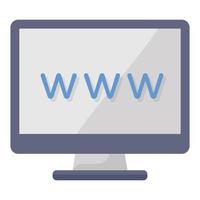 Searching web browser icon in flat style, world wide web vector