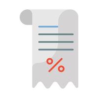 Percentage sign on receipt, flat design of bill discount icon vector