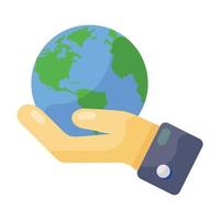 Icon of a globe in human hand depicting save earth vector