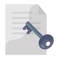 Folded paper, with key, file encryption icon vector