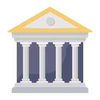 Icon design of bank building, financial institute in flat style vector