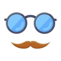 Moustache with sunglasses, flat icon of hipster vector