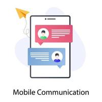 A mobile communication, flat concept icon vector