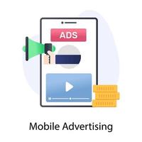 A flat concept icon of mobile advertising vector
