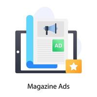 anuncios de revistas, icono conceptual plano