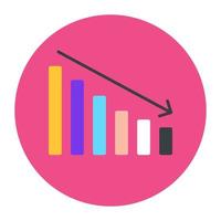A flat colorful style of recession chart icon vector