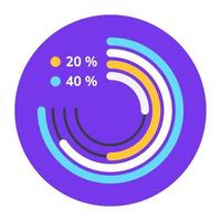 A flat design icon of circle chart, editable vector