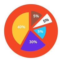 A flat design icon of circle chart, editable vector