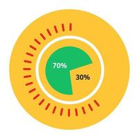 A flat design icon of circle chart, editable vector