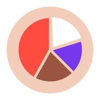 A flat design icon of circle chart, editable vector