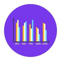 Data analytics, flat rounded icon of statistical graph vector