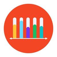 análisis de datos, icono redondeado plano de gráfico estadístico vector