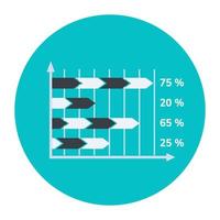 Data analytics, flat rounded icon of horizontal bar chart vector