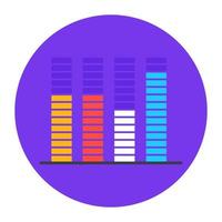 análisis de datos, icono redondeado plano de gráfico estadístico vector