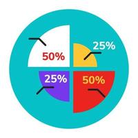 A flat design icon of circle chart, editable vector