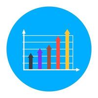 Data analytics, flat rounded icon of statistical graph vector