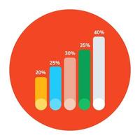 Data analytics, flat rounded icon of statistical graph vector