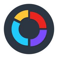 A flat design icon of circle chart, editable vector