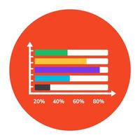 análisis de datos, icono redondeado plano de gráfico de barras horizontales vector