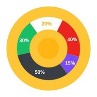 A flat design icon of circle chart, editable vector