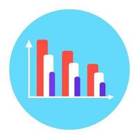 análisis de datos, icono redondeado plano de gráfico estadístico vector