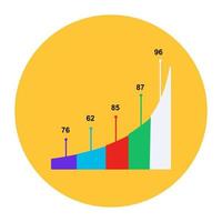 análisis de datos, icono redondeado plano de gráfico estadístico vector