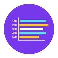 Data analytics, flat rounded icon of horizontal bar chart vector