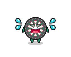 dart board cartoon illustration with crying gesture vector