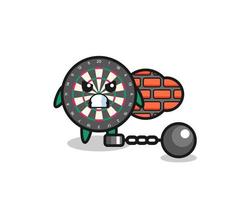 Character mascot of dart board as a prisoner vector