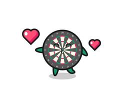 dart board character cartoon with kissing gesture vector