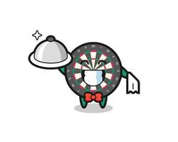 Character mascot of dart board as a waiters vector