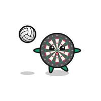 Character cartoon of dart board is playing volleyball vector