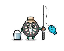 Mascot character of dart board as a fisherman vector