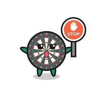 dart board character illustration holding a stop sign vector
