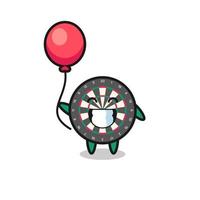 dart board mascot illustration is playing balloon vector