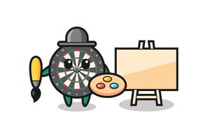 Illustration of dart board mascot as a painter vector